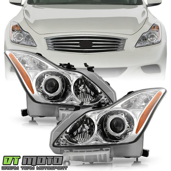 Left+Right For 2008-2015 Infiniti G37/Q60 Coupe Convertible Chrome Projector Headlights w/o Bulbs