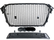 RS4 Style Gloss Black Honeycomb Front Grille Grill for AUDI A4 S4 B8.5 2013-2016