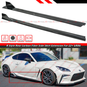 For 2022-2026 Toyota GR86 Subaru BRZ ZN8 R Style Carbon Fiber Side Skirt Extension