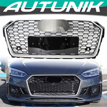 RS5 Style Honeycomb Front Mesh Grille Chrome for Audi A5 S5 B9 2017 2018 2019