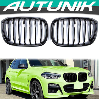 Gloss Black Front Hood Kidney Grille For 18-21 BMW X3 G01 X4 G02