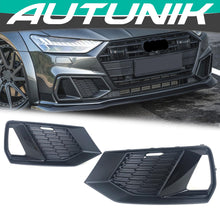 Front Bumper Fog Light Grille Cover Black For AUDI A7 C8 Sportback 2019-2024