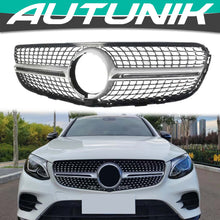 Diamond Front Bumper Grill Grille For Mercedes-Benz X253 GLC 2015-2019 Silver