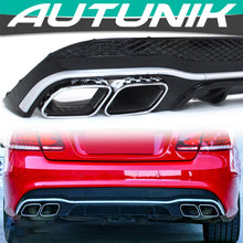 Gloss Black Rear Diffuser w/ Silver Exhaust Tips for Mercedes C207 E250 E400 E500 E550 Coupe AMG 2014-2017