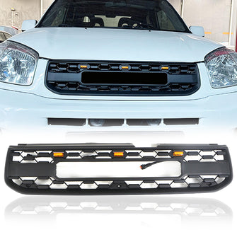 Front Bumper Upper Matt Black Grille w/ Lights for Toyota RAV4 2004-2005