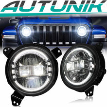 Pair LED Headlights with Halo DRL Turn Signal Fit For Jeep Wrangler JL Gladiator JT 2018-2024