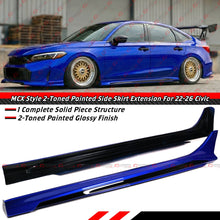 For 2022-2026 Honda Civic MCX Style Aegean Blue Black 2 Tone Side Skirt Extension