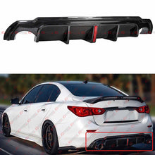 Real Carbon Fiber Rear Bumper Diffuser + LED Brake Light For Infiniti Q50 2014 2015 2016 2017