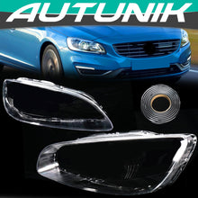 Pair for Volvo S60 2014 2015-2018 Headlight Lens Headlamp Glass Cover Left+Right