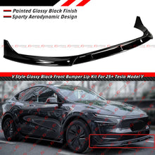 4pcs For 2025-2026 Tesla Model Y Juniper V Style Gloss Black Front Bumper Lip Splitter
