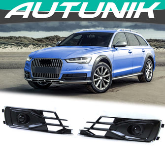 Fog Light Grill Covers w/ ACC Caps For AUDI A6 C7.5 NON-Sline 2016 2017 2018 fg239