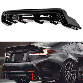 Gloss Black  For 2015-2018 Lexus RC300 RC350 F-Sport Shark Fin Rear Bumper Diffuser