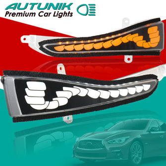 LED Mirror Sequential Signal Light Fog Lights for Infiniti Q50 Q60 2014-2023