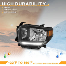 Black Headlights For 2014-2021 Toyota Tundra Pair Left + Right Halogen Front Lamps