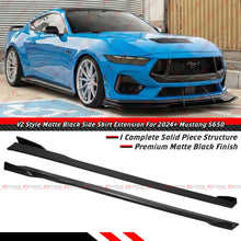 For 2024-2026 Ford Mustang S650 GT Coupe V2 Winglet Black Side Skirt Extension Splitter