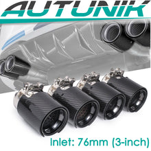 Inlet 3" to Outlet 3.86"Glossy Black Carbon Fiber Exhaust Tip Black 4pcs