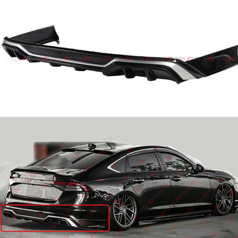 Gloss Black Rear Bumper Diffuser w/ Corner Extensions for Honda Accord 2023 2024