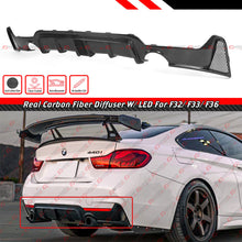 Carbon M Sport Rear Bumper Diffuser W/ LED Brake Light For 2014-2019 BMW F32 F33 F36