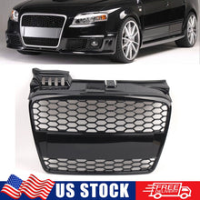 Front Upper Grille RS4 Style Honeycomb Mesh Gloss Black For Audi A4/B7 2005-2008