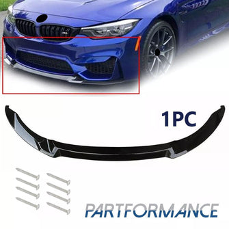 Front Bumper Lip Splitter For 15-20 BMW F80 M3 F82 F83 M4 Gloss Black CS Style