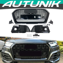 For Audi Q5 SQ5 2018 2019 RSQ5 Front Honeycomb Mesh Grill + Fog Lamp Grilles