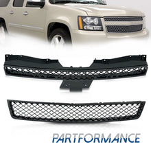 Black Front Bumper Lower & Upper Grille For 2007-2014 Tahoe/Suburban/Avalanche