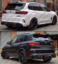 For 2020-2026 BMW F95 X5M F96 X6M LT Style Gloss Black Dual LED Rear Bumper Diffuser