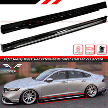 For 2023-2025 Honda Accord Black Add On Side Skirt Extension - Silver Trim