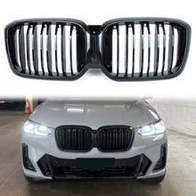 Front Bumper Grill Black Dual Slats Fit 2022-2024 BMW X3 G01 2022-2025 X4 G02 LCI