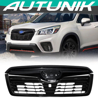 Glossy Black Front Upper Grille Grill Assembly for Subaru Forester 2019-2021