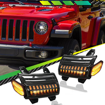 LED Turn Signal Lights DRL for Jeep Wrangler JL 2018-24 low configuration