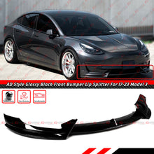 For 2017-2023 Tesla Model 3 AD Style Glossy Black Front Bumper Lip Splitter Kit