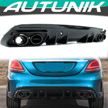 Rear Diffuser w/ Black Exhaust Tips For Mercedes W205 C250 C300 C450 AMG Sedan di26