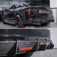 For Audi A5 B9 S-line S5 2017-2019 ABS Carbon Fiber Rear Bumper Lip Diffuser W/LED