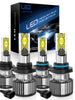 9005 9006 LED Headlights High Low Beam Bulbs 200W Super Bright 6000K Combo Pack