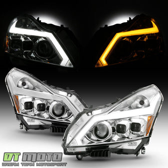 Chrome Headlights w/LED Sequential Signal Switchback DRL For 2010-2013 Infiniti G37 G25 G40 Sedan