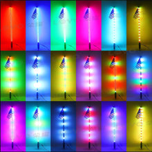 2PCS 5FT 6FT RGB Spiral LED Whip Lights Antenna Chase + Flag for ATV UTV