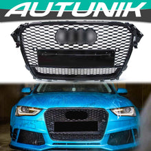 RS4 Style Honeycomb Front Grill Black For AUDI A4 B8.5 S4 2013-2016
