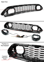 Front Upper Grille W/ White & Amber LED Halo Ring Duct Fits For 21-23 Ford Mustang Mach 1