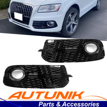 Fit For 2013-2017 AUDI Q5 NON S-Line Front Bumper Fog Light Grill Grille L+R Gloss Black