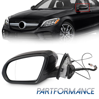 Black Left Driver Side View Mirror for 2015-2021 Mercedes W205 C250 C300 C350 C63 Sedan