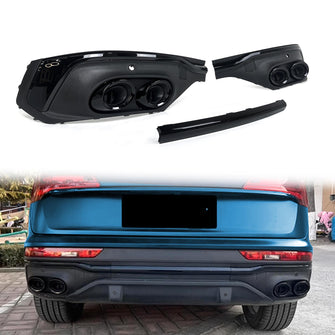 Black/Chrome Rear Diffuser For Audi Q5 Sportback 2021-2023