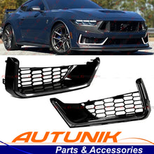 For 2024-2026 Mustang Dark Horse Coupe Gloss Black Front Bumper Sequential LED DRL Fog Light Cover