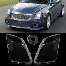 Left + Right Front Headlight Lens Cover + Glue for Cadillac CTS 2008-2013