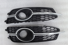 Front Bumper Fog Light Grill Cover w/ Chrome Stripe for Audi A6 C7 S-line S6 2012-2015