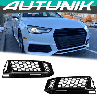 Front Fog Light Grill Cover for AUDI A4 B9 S line S4 2017 2018