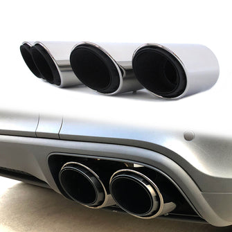 3-Layer Chrome Exhaust Tips Stainless Steel for Porsche Macan 2.0L 2014-2018