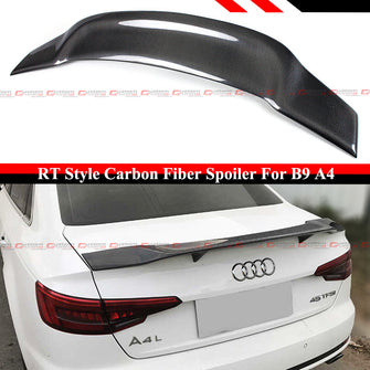 FOR 2017-2024 AUDI A4 S4 B9 HIGHKICK DUCKBILL RT STYLE CARBON FIBER TRUNK SPOILER