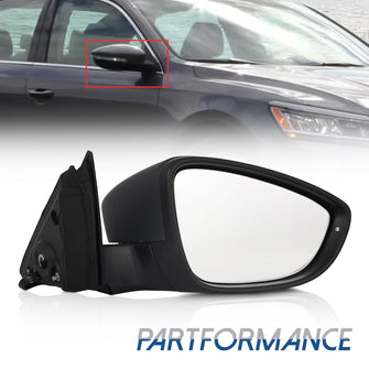 Passenger Side Right Mirror Black For 2016-2020 Volkswagen Passat Power Heated Power Fold w/ Signal Lamp