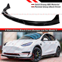 For 2020-2024 Tesla Model Y Winglet 4pc V Style Black Front Bumper Lip Splitter